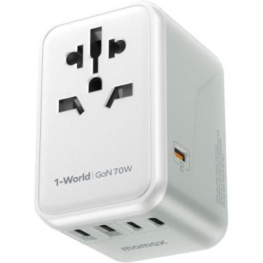 Imagem de Adaptador de viagem universal MOMAX 70W GaN com 3 USB-C e 2 USB-A