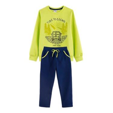 Imagem de Conjunto Infantil Menino Blusão Calça Moletom Inverno Frio - anjo da m