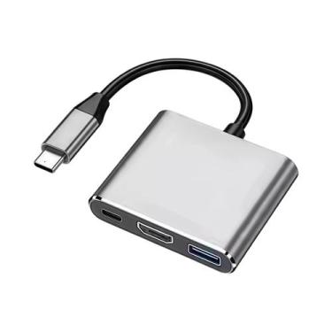 Imagem de Adaptador Hub USB-C 4K Macho Para Fêmea HDMI USB 3.1 Tipo-C Para USB 3