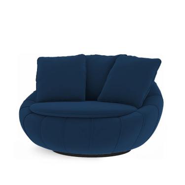 Imagem de Poltrona Decorativa Glória Orgânica Giratória em Veludo Confortável Azul Marinho para S...