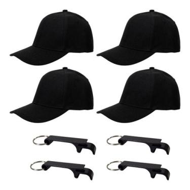 Imagem de Combo 4 Bonés Pretos + 10 Abridores Garrafa Em Metal - RUSSO ART IMPOR