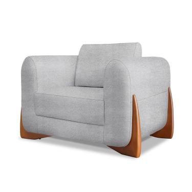Imagem de Poltrona Decorativa Nuvina para Sala Confortável Boucle com Encosto e Braços Cinza Loja...