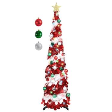 Imagem de Árvore de Natal SINTENILL Pop Up de 5 pés com temporizador, luzes e en