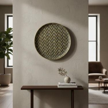 Imagem de Bandeja Decorativa Metal Dourado Parede Mesa Aparador 65cm - Btc