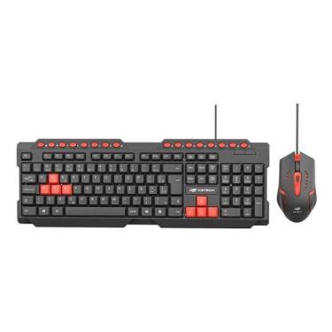 Imagem de Kit Teclado e Mouse Gamer C3Tech USB ABNT2 1200 DPI Preto e Vermelho