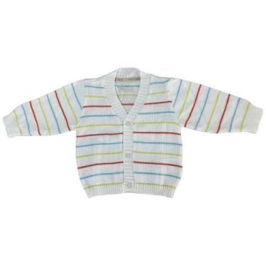 Imagem de Casaco de Tricô de Bebê Listrado Cores Tricô Kids Branco, Branco, M