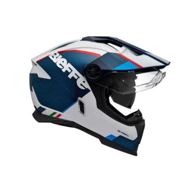 Imagem de Capacete Moto Bieffe B-Trail Delux, Branco com Azul, 58