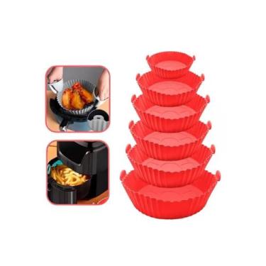 Imagem de Kit 6 Formas De Silicone Antiaderente Para Air Fryer Assadeira Forno -