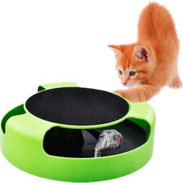 Imagem de Brinquedo para gato interativo pegue o rato giratorio com arranhador -