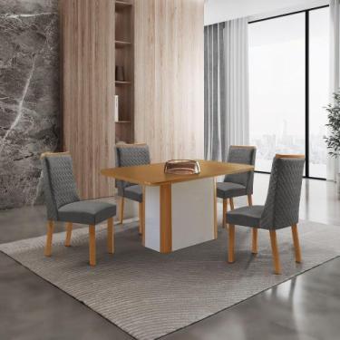 Imagem de Mesa de Jantar Isadora 120cm Tampo MDF Laminado Canto Copo com 4 Cadei