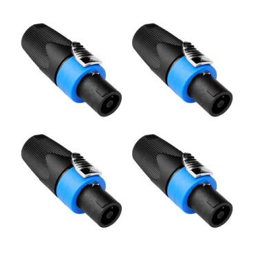 Imagem de Kit 4 Conector Speakon Macho 4 Vias Classe A Resistente Com Trava 303M