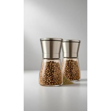 Imagem de Kit 2 Moedores de Temperos Inox e Vidro Manual Premium - Congratulatio