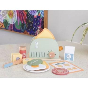Imagem de Conjunto Torradeira, da Tooky Toy - Brinquedo de Madeira para Comidinh