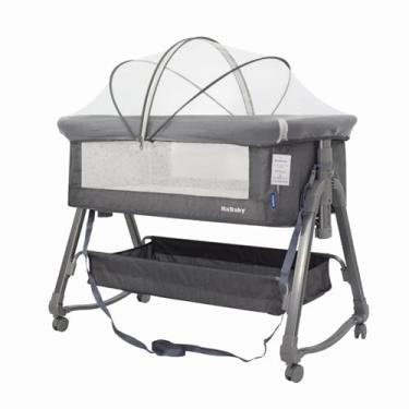 Imagem de Berço Portátil Moises Co-bed Dobrável Com Abertura Lateral Balanço Mosquiteiro e Cesto até 9kg Cinza KaBaby