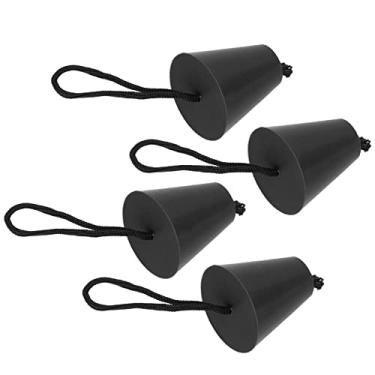 Imagem de Rolha de orifícios de drenagem com cordão, kit de bujão universal flexível à prova de desgaste para caiaques para canoas Preto