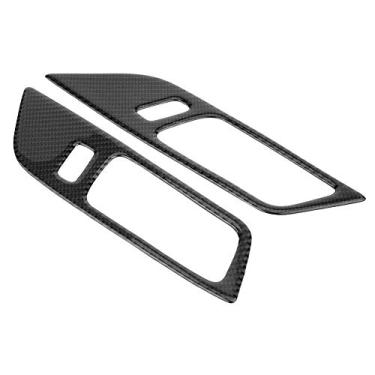 Imagem de Keenso Tampas de tigela para maçaneta interna, de fibra de carbono, tampa para maçaneta interna de porta e acabamento de moldagem, conjunto de peças para Ford Mustang 2015-2017