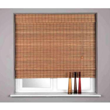 Imagem de Persiana Bambu Romana Block Café 160 (L) X 160 (A) cm Cortina Madeira C/ Bandô 1,60 x 1,60