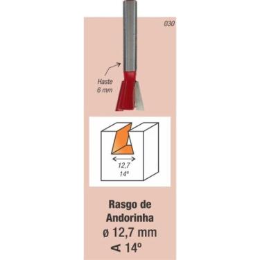 Imagem de Fresa Tupia Encaixe ( Rabo De Andorinha ) 12,7mm Haste 6mm