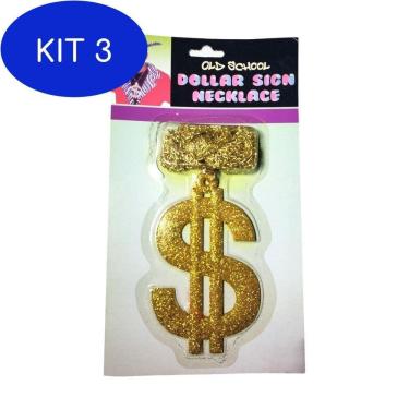 Imagem de Kit 3 Colar Cifrão Dólar Para Festa E Fantasia