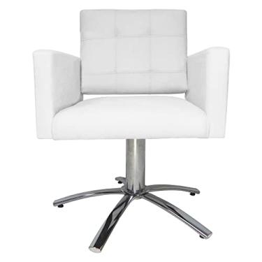 Imagem de Poltrona Decorativa Camila Pés Metal Giratório Suede Branco - DS Estofados