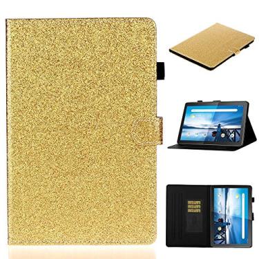 Imagem de YUNCHAO Caixa de telefone Para Lenovo Tab M10 TB-X605F / X505 GLITTER GLITTER GLITTER POW POWDER SHIP CASA DE CHURO DE FLIP COM SOTOR E CARTO capa para celular