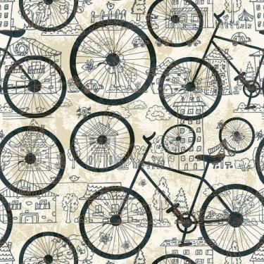 Imagem de Papel De Parede Lavável Casual Vintage Bicicleta Cidade  Adesivo Decor