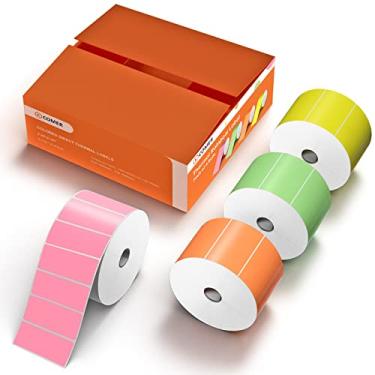 Imagem de K Comer Etiquetas de endereço térmicas diretas de 5,7 cm x 3,2 cm para impressora térmica, BPA e BPS, adesivos térmicos autoadesivos para envio de endereço incluem etiqueta colorida de 4 rolos