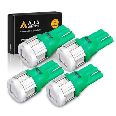 Imagem de Alla Lighting 4 lâmpadas de LED 194 super brilhantes 175 168 2825 W5W T10 cunha 5630 SMD luzes de substituição para marcador lateral interior mapa cúpula de estacionamento luzes de cortesia de estacionamento, ultra verde