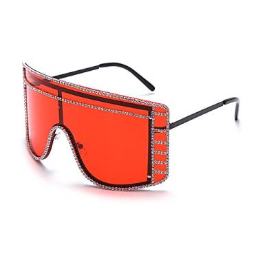 Imagem de Óculos de sol femininos grandes com gradiente azul amarelo moda sem aro strass óculos de sol de luxo designer de personalidade, 3, tamanho único