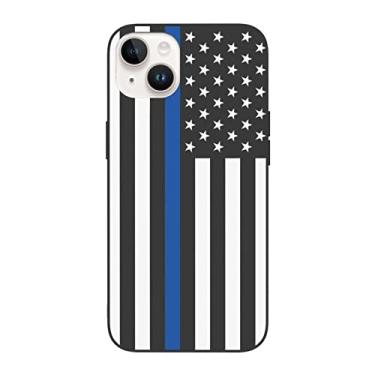 Imagem de Capa para iPhone 14 fina azul bandeira americana patriótica dos EUA capa de telefone à prova de choque proteção de policarbonato + TPU proteção contra quedas para meninas mulheres-IP14 Plus-6,7 polegadas