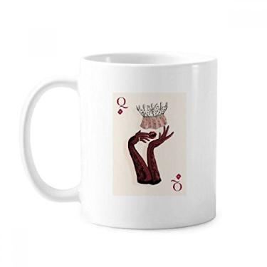 Imagem de Baralho de cartas diamante padrão Q caneca cerâmica xícara de café porcelana louça