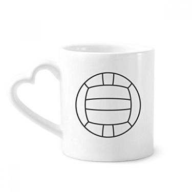 Imagem de Caneca com estampa de desenho de linha esportiva de voleibol café cerâmica copo de coração de vidro