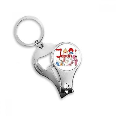Imagem de Chaveiro abridor de garrafa com símbolo nacional do Japão padrão de ponto de referência para unhas