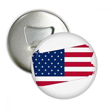 Imagem de Emblema multifuncional com ímã de geladeira com listras e estrelas e mapa da América da Pensilvânia