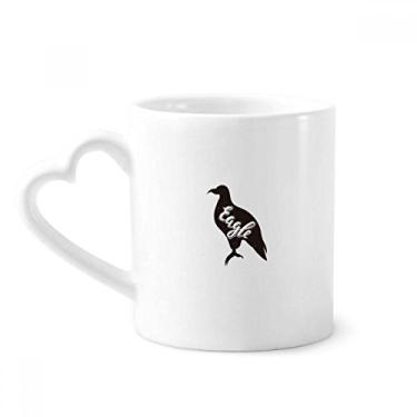Imagem de Caneca de animal águia preta e branca café cerâmica copo de coração de vidro