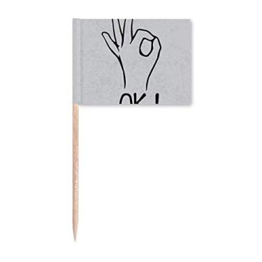 Imagem de Preto OK personalizado padrão de gestos palito de dente bandeiras marcador topo decoração de festa