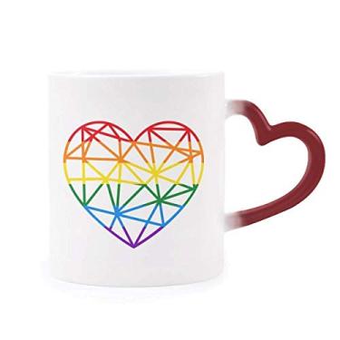 Imagem de Caneca Rainbow Gay Lésbica Modeladora Coração LGBT Sensível ao Calor Vermelho Copo de Grés que Mudam de Cor