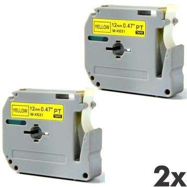 Imagem de 2x Fitas Mk 631 Compativel Para Rotulador brother 12mm Amarelo