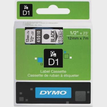 Imagem de Fita para Rotulador dymo D1 12MM X 7M preta/transparente