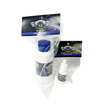 Imagem de kit Reposição verniz uv polimero azul Refil 120ml + ativador 5ml p/restauração de faróis e lanternas