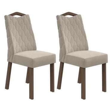 Imagem de Conjunto 2 Cadeiras Vênus Imbuia/Veludo Creme - Móveis Lopas