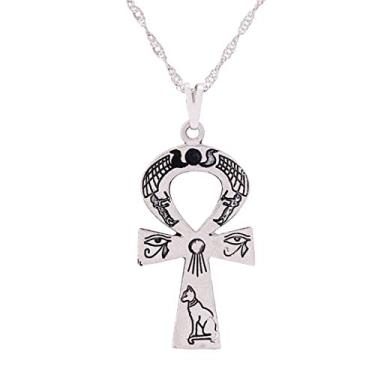 Imagem de Colar Cruz Ansata Egípcia 31mm - Sunshine Cristais Cor:Prata