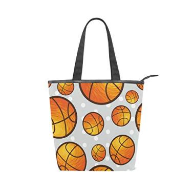 Imagem de Bolsa de mão de lona com alça superior cinza basquete bolsa de ombro para mulheres