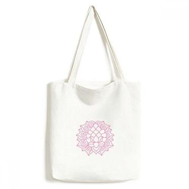 Imagem de Bolsa de lona com flor de lótus folha de lótus bolsa de compras casual bolsa de compras