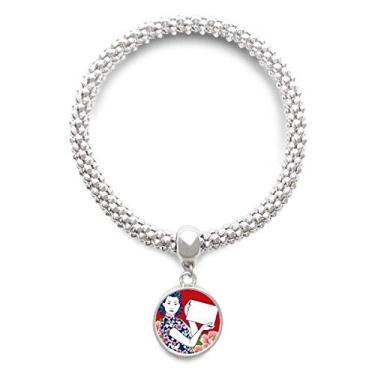 Imagem de DIYthinker Pulseira de prata feminina vermelha da cultura chinesa com pingente de corrente ajustável