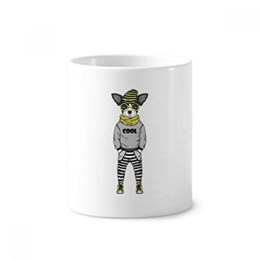 Imagem de Roupa para cachorro em aquarela adorável ilustração escova de dentes caneca suporte de cerâmica copo lápis
