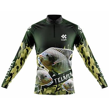 Imagem de Camisa de pesca Ziiip masculina CP005 Tilápia (VERDE, GG)