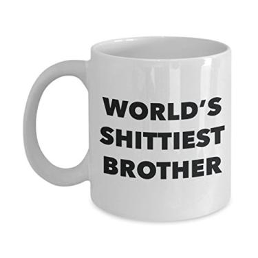 Imagem de Caneca Brother - Xícara de café - World's Shittiest Brother - Presentes de irmão - Ideia engraçada de presente de aniversário