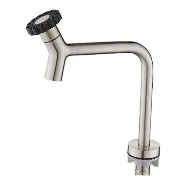 Imagem de Torneiras de máquina de lavar de montagem em parede de aço inoxidável preto para banheiro Esfregão de canto para piscina Torneira pequena para jardim ao ar livre Torneira de água fria, 28004