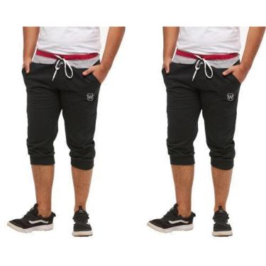 Imagem de Kit 2 Bermudas de Moletom Masculina Saruel Skinny Sport Wooks WB1-Masculino